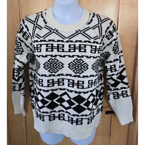 Lane Bryant 14/16 Black & White Geometric Pattern Sweater geometric cottagecore - Picture 3 of 8
